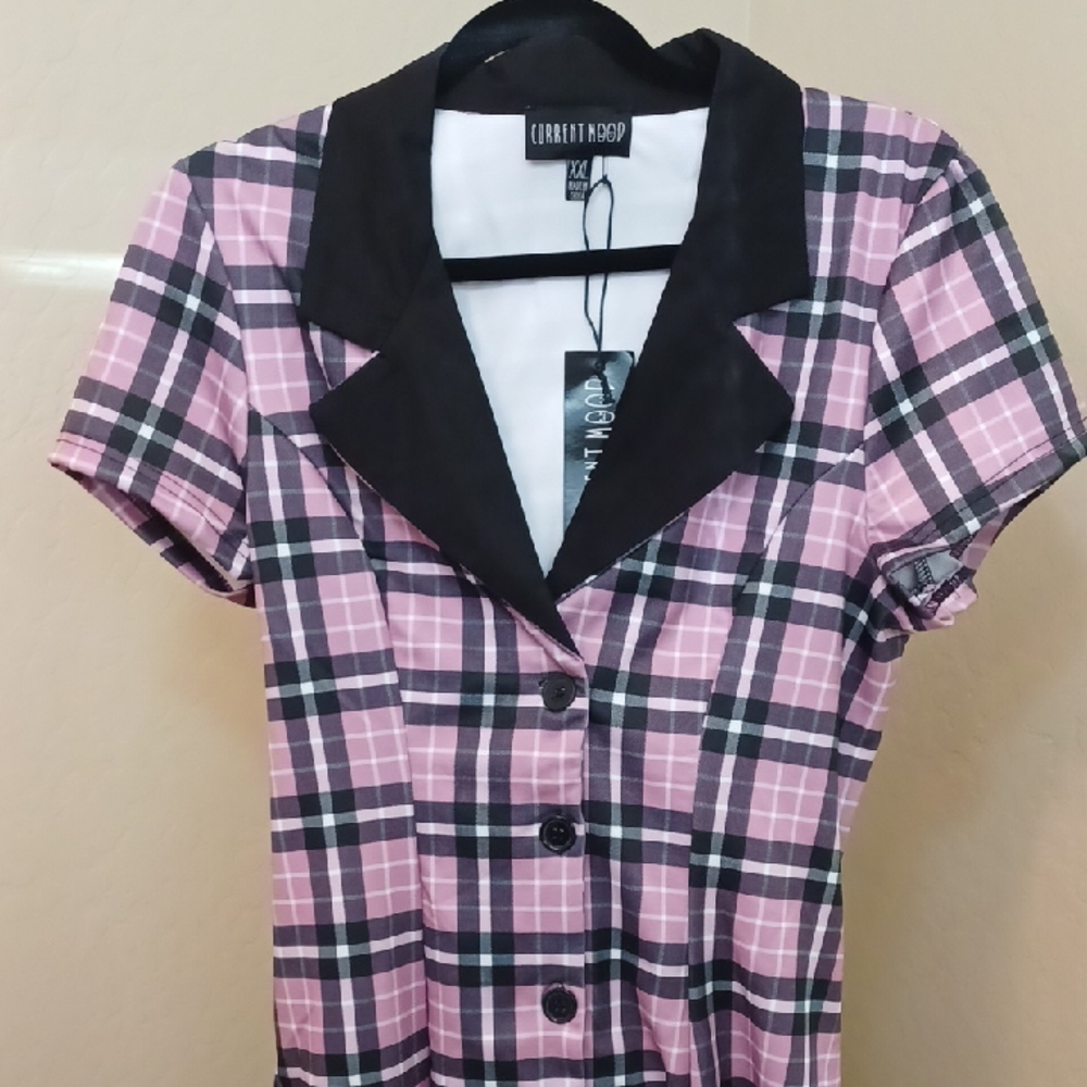 DOLLSKILL CURRENT MOOD XXL BABY YOU DONT EXIST PINK/BLACK PLAID